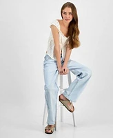 Self Esteem Juniors Lace Top Celebrity Pink Slouchy Jeans