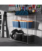 3 Tier Wire Shelving Unit, 1050 Lbs Nsf Height Adjustable Metal Garage Storage Shelves, Heavy Duty Storage Wire Rack Metal Shelves