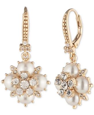 Marchesa Gold-Tone Crystal & Imitation Pearl Drop Earrings