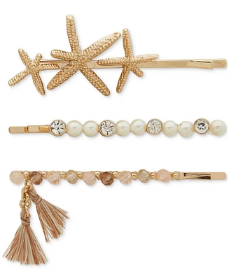 lonna & lilly 3-Pc. Gold-Tone Crystal & Imitation Pearl Starfish Bobby Pin Set