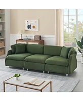 95.3 inches velvet two throw pillows, spacious and comfortable 3 seat sofa