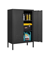 Suitable for steel storage cabinets in living rooms, kitchens, and bedrooms, 2 door miscellaneous storage cabinet, garage tool storage cabinet, and of