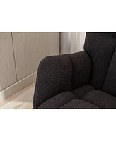 050-Teddy Fabric Rocking Gilder Nursery Chair For Living Room Indoor,Dark Gray