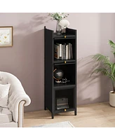 Modern Glass Door Cabinet with Multi-tier Storage (Entryway, Living Room, Bathroom, Dining Room