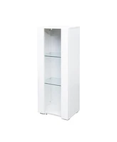 Storage Cabinets with aluminum strip lamp,with Glass Shelves, for Living Room/Bedroom/Office