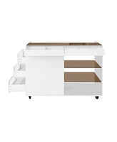 43" Multi-Functional Storage Island Cabinet with Drawers & Shelves