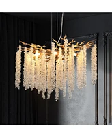 23.6 Modern Golden Pendant Light with Cascading Crystals for Living Spaces