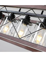 5-Light Retro Farmhouse Chandelier For Kitchen, Living room, Dining room Red and Black(No Bulbs)