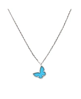 Pre-Owned Van Cleef & Arpels Sweet Alhambra Butterfly Pendant Necklace 18K White Gold with Turquoise