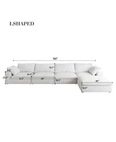 Cloud Modular Sectional Sofa 160" Down Filled Comfort L Shaped Sofa Couch for Living Room,4 Seater and 1 ottoman