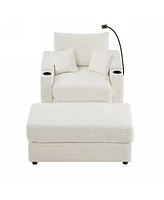 41.7" Modern Sofa Couch w/ Ottoman, Usb, Cup Holders