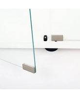 White Tempered Glass Cabinet w/ Led, Lock & Wheels
