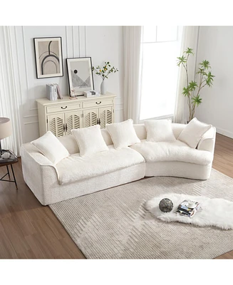 Boucle Sofa 3 Seater for Living Room Oversized Comfy Sofa unique double seat and corner construction for Apartment