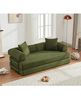 78.5" Folding Convertible Out Sleeper Sofa Bed,4-in-1 Diy Combination Convertible Sofa, 3 seat, Folding Sleeper Sofa, King Size, Bedroom,Apartmen