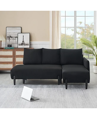 79.50 inches long, Velvet Sofa Fabric, with three matching pillows and spacious and comfortable seats, for Apartment Office Living Room - Black