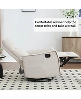 Heat Massage Manual Recliner Chair with Rocker and Swivel in Fabric for Living Room