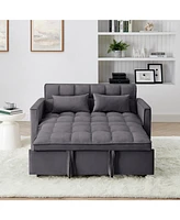 54.33 inch versatile foldable sofa bed in 3 lengths, modern sofa sofa sofa velvet pull-out bed, adjustable back (Gray)