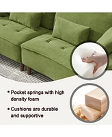Cozy Deep-Seated Sofa with Pillow (103")