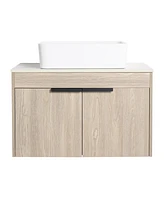 30" Modern Design Float Bathroom Vanity With Ceramic Basin Set
