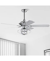 52" Dual Wood 5-Blade Crystal Ceiling Fan with Remote
