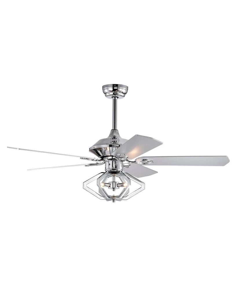 52" Dual Wood 5-Blade Crystal Ceiling Fan with Remote