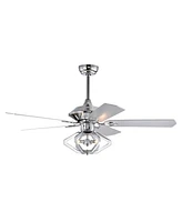 52" Dual Wood 5-Blade Crystal Ceiling Fan with Remote