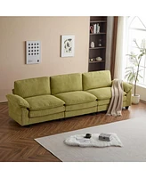 Modular Corduroy Sofa with Movable Ottoman: Comfy L-Shaped Upholstery with Sleeper