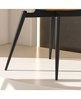 Set of 2 Modern Pu Leather Dining Chairs (Orange & Grey)