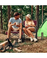 Outdoor Rocker Camping Chair with Dual Springs and Padded Back