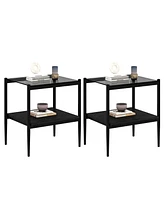 Coffee Table and End tables Set of 3, Tempered Glass Table with Mdf layer, Modern Tables for Living Room