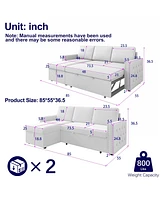 Spacious 2-Pack Sofa Bed with Storage Chaise and Comfortable Cushions