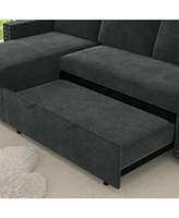 Spacious 2-Pack Sofa Bed with Storage Chaise and Comfortable Cushions