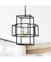 4-Light Tiered Pendant: Farm-to-Table Elegance (Matte Black & Gold)