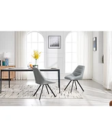Dining Chair,Thickened fabric chairs with metal legs Set of 2,Grey