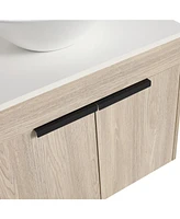 24" Modern Design Float Bathroom Vanity With Ceramic Basin Set