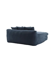Chenille 2-seater lazy sofa With 5 back pillows, Comfy Sofa- Deep Seat Couch for Living Room, Club (Navy)
