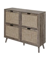 4 Door Shoe Rack, Freestanding Modern Shoe Storage Cabinet, for Entryway