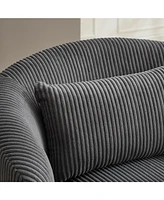34" Corduroy Swivel Barrel Chair w/ Pillow - Charcoal