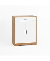 Freestanding 4-Tier Shoe Cabinet with Drawer and Adjustable Shelves