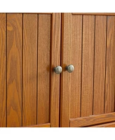 72" Storage Cabinet with Doors & Shelves, Oak(75 characters)