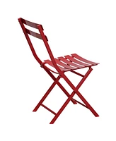 3-Pieces Metal Square Table 28.35 in. H Outdoor Bistro Set Table Chairs Furniture