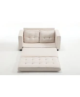 Convertible Sofa Bed Set in Gray & Beige Linen Fabric