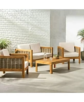 Acacia Wood 4-Seater Chat Set, Teak Finish
