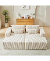87" Oversized Sectional Lounge Chaise,No Assembly Required,Cloud Plush Loveseat with Reclining Sofa Bed,Fluffy Modern Sleeper Chair for Indoor Li