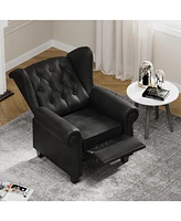 Modern Tufted Push Back Armchair Technical Leather Chair, Adjustable Single Sofa Chair with Sturdy Wood Legs for Bedroom, Living Room