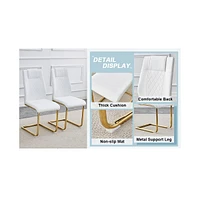 Snow Mountain White Slab Dining Set with 6 Pu Chairs