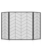 52 x 31 Inch Fireplace Screen with Chevron Herringbone Pattern