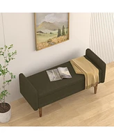 Teddy velvet storage stool,, with storage space, suitable for apartments, living rooms and bedrooms-green(45.98"16.75"21.75")