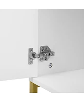 Modern Tv Stand for TVs up to 70", with Drawer, Cabinets, Metal Legs, and Safety Features