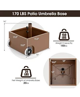 150 Pounds Patio Umbrella Base Stand Wheels Planter Outdoor-Coffee